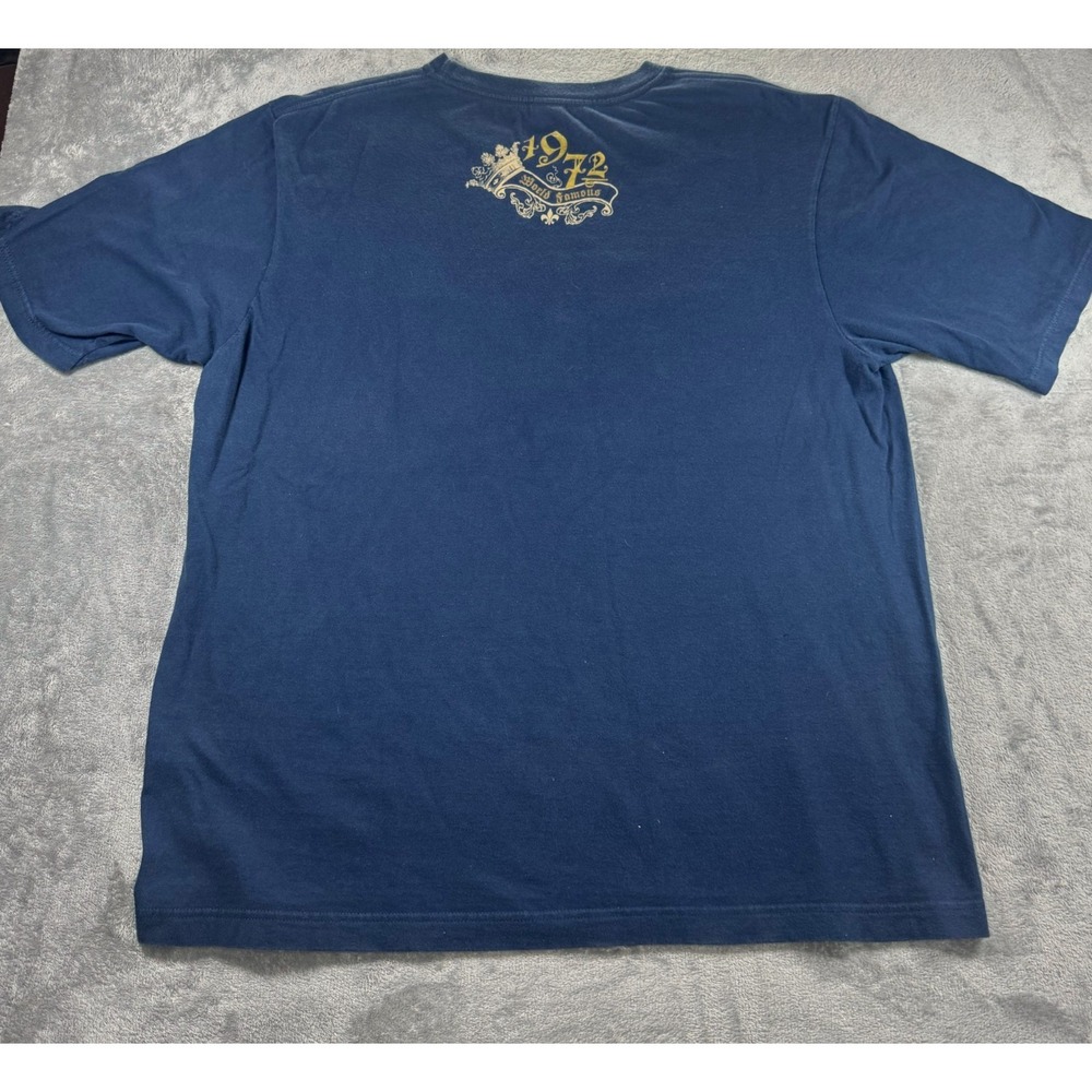Ecko Unltd Gothic Logo T-Shirt Navy Blue Gold Vintage 2000s Y2K Mens 2XL - Picture 11 of 13